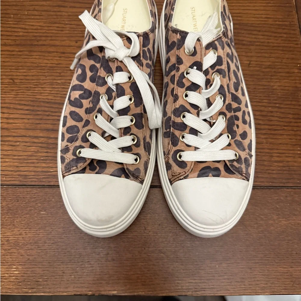 Stuart Weitzman Sammy Leopard Print‎ Platform Sneakers 7
